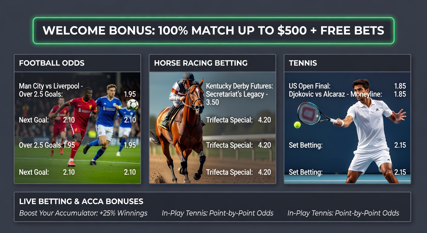Dynamic collage of Indian Wells tennis rally under desert sun, Cheltenham hurdles jump, and tense football relegation clash, capturing March 2026 multi-event energy
