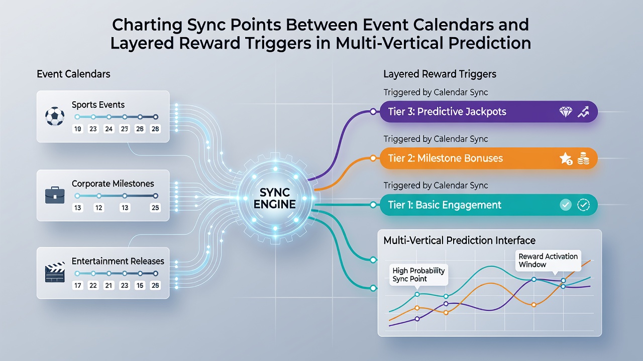 Diagram showing layered reward activation points synchronized with multi-vertical event timelines