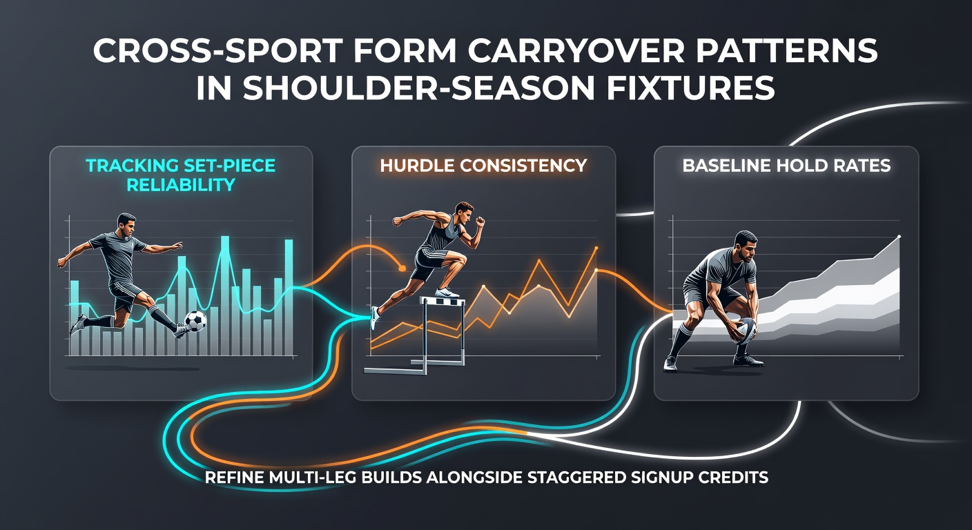 Cross-sport form carryover patterns illustration showing set-piece and hurdle data overlays