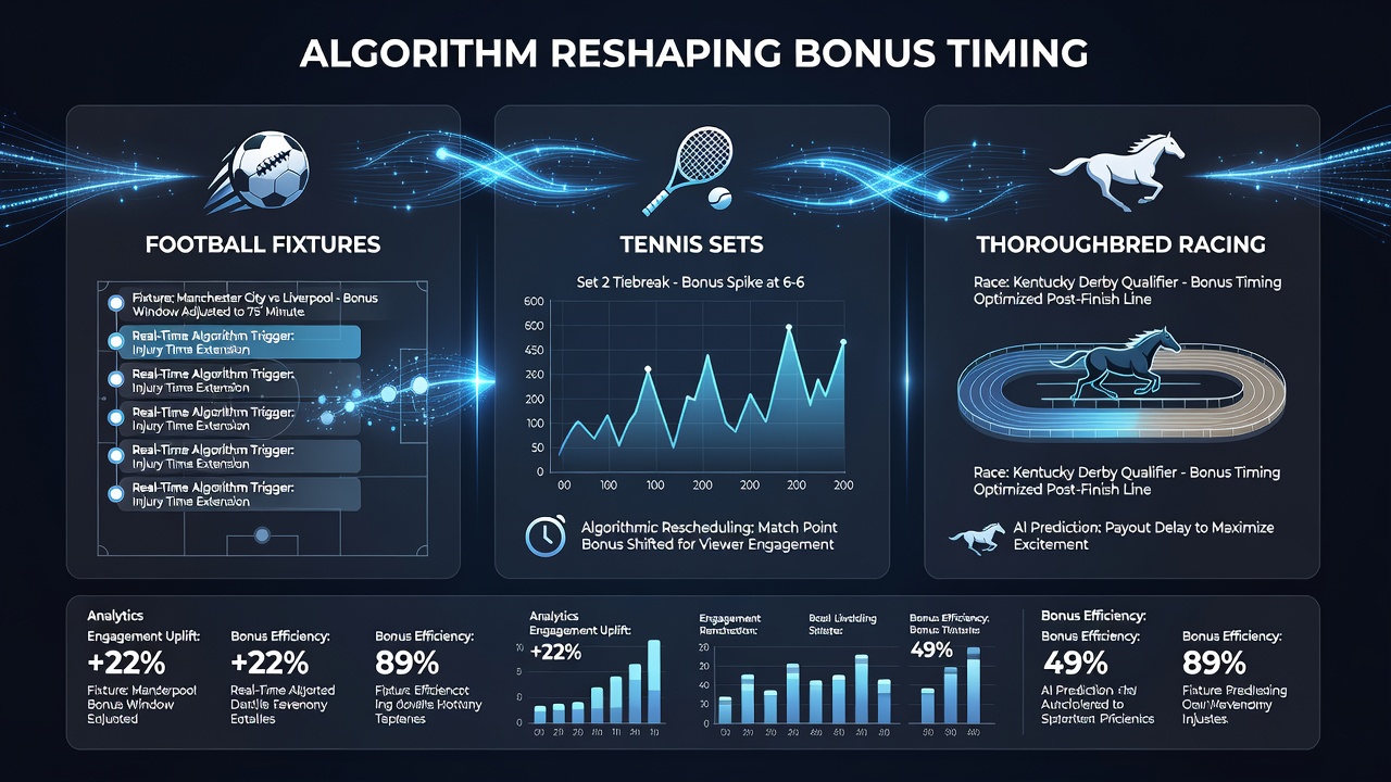 Algorithm dashboard displaying real-time tennis match progress alongside automated bonus trigger points