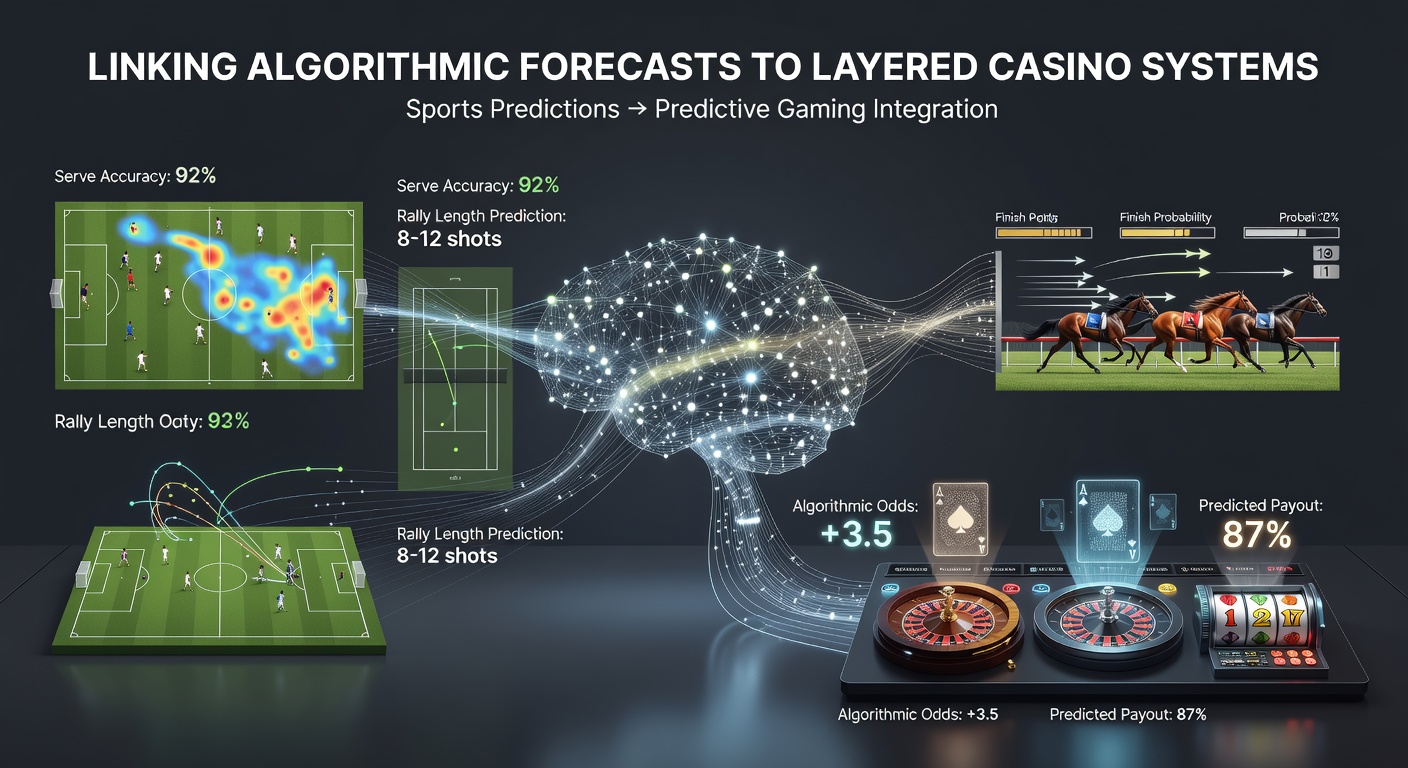 Data visualization showing connections between sports forecasts and casino reward structures