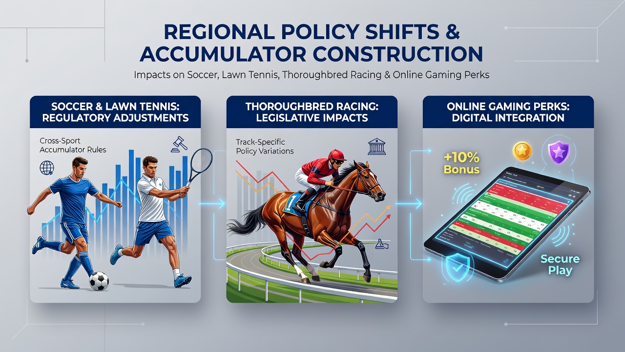 Regional regulatory documents and betting market charts illustrating policy impacts on multi-sport accumulators