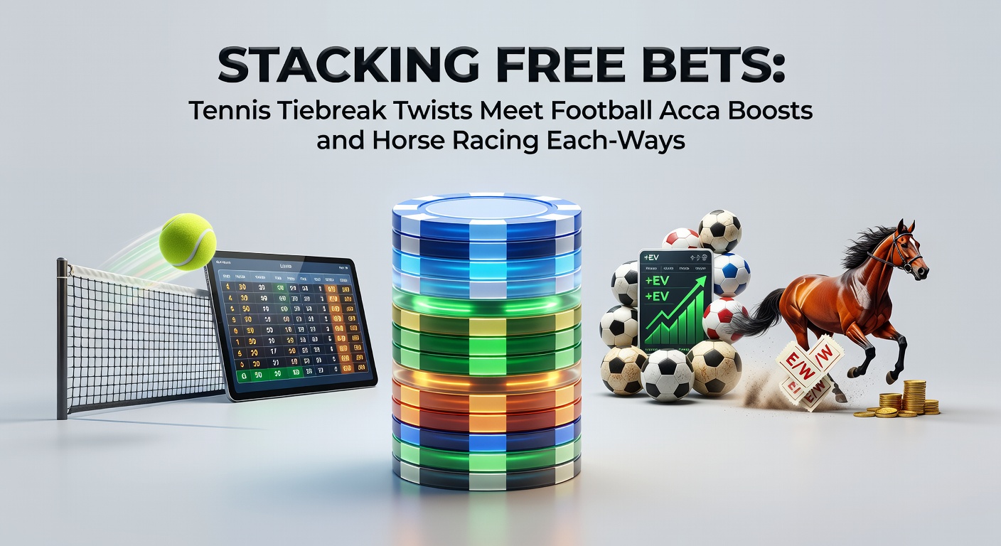 Dynamic tennis tiebreak in progress with players locked in intense rally, overlaid with betting odds slips for free bets